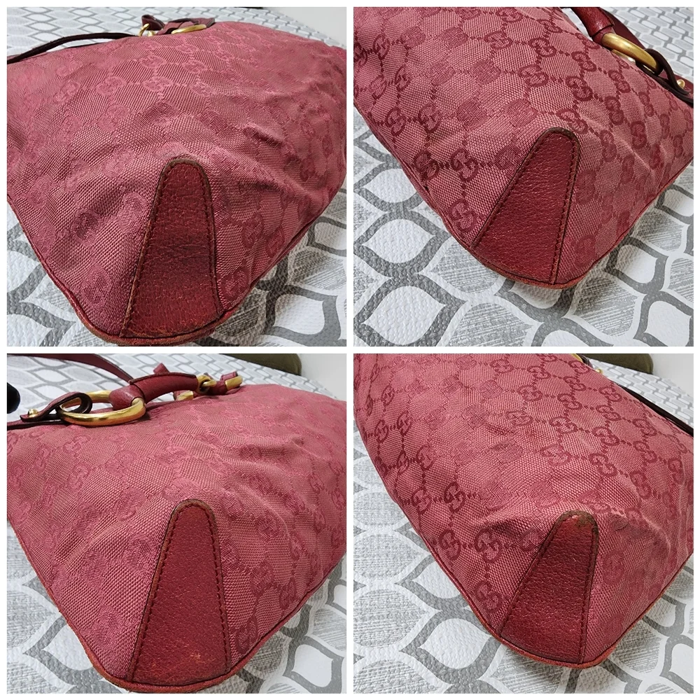 Gucci GG Canvas And Leather Horsebit Hobo Bag Pink